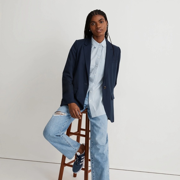 New MADEWELL The Larsen Blazer in Drapeweave - Deep Indigo - Picture 2 of 7